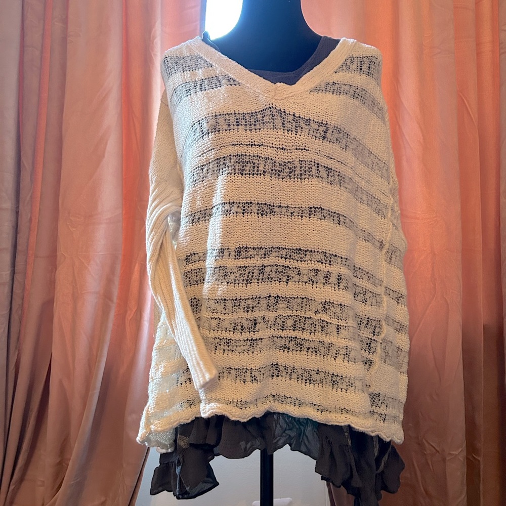 free people white spending time pullover sweater violet harmon exact size small